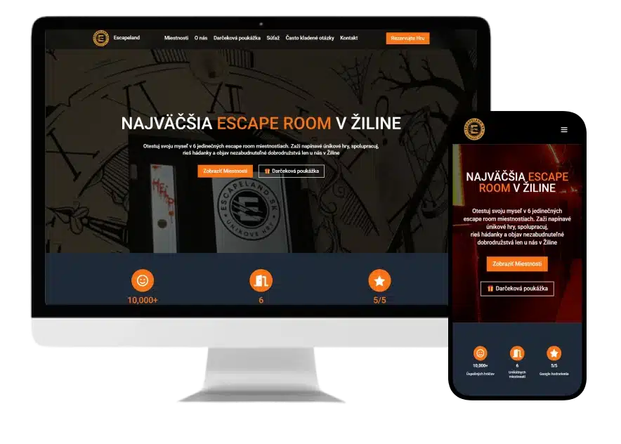 Redizajn web stránky pre Escapeland